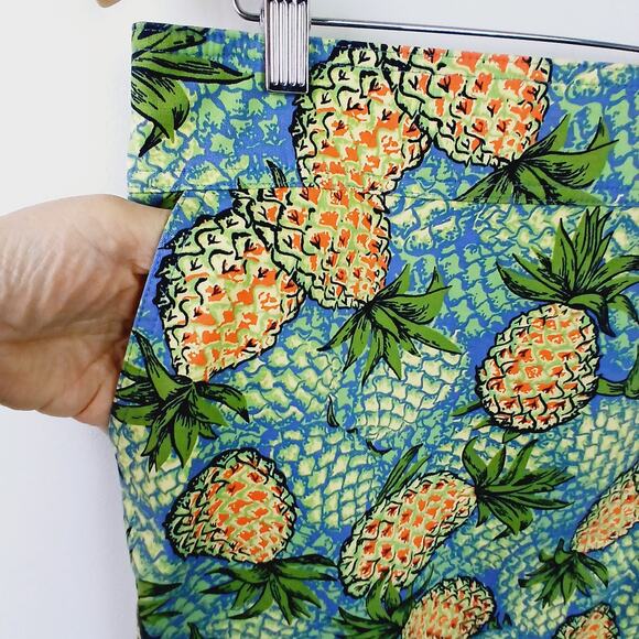 Talbots SZ 14P Novelty Pineapple Print Cotton Spandex Skirt Pockets - Picture 3 of 7